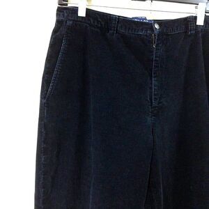 Ralph Lauren Polo Sport 90s Womens Corduroy Pants Black 14 High Rise Relaxed Fit